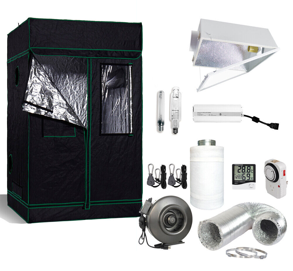 4\' x 4\' Grow Tent Kit 400w/600w/1000W HPS MH Reflector Fan+Carbon Filter Combo 