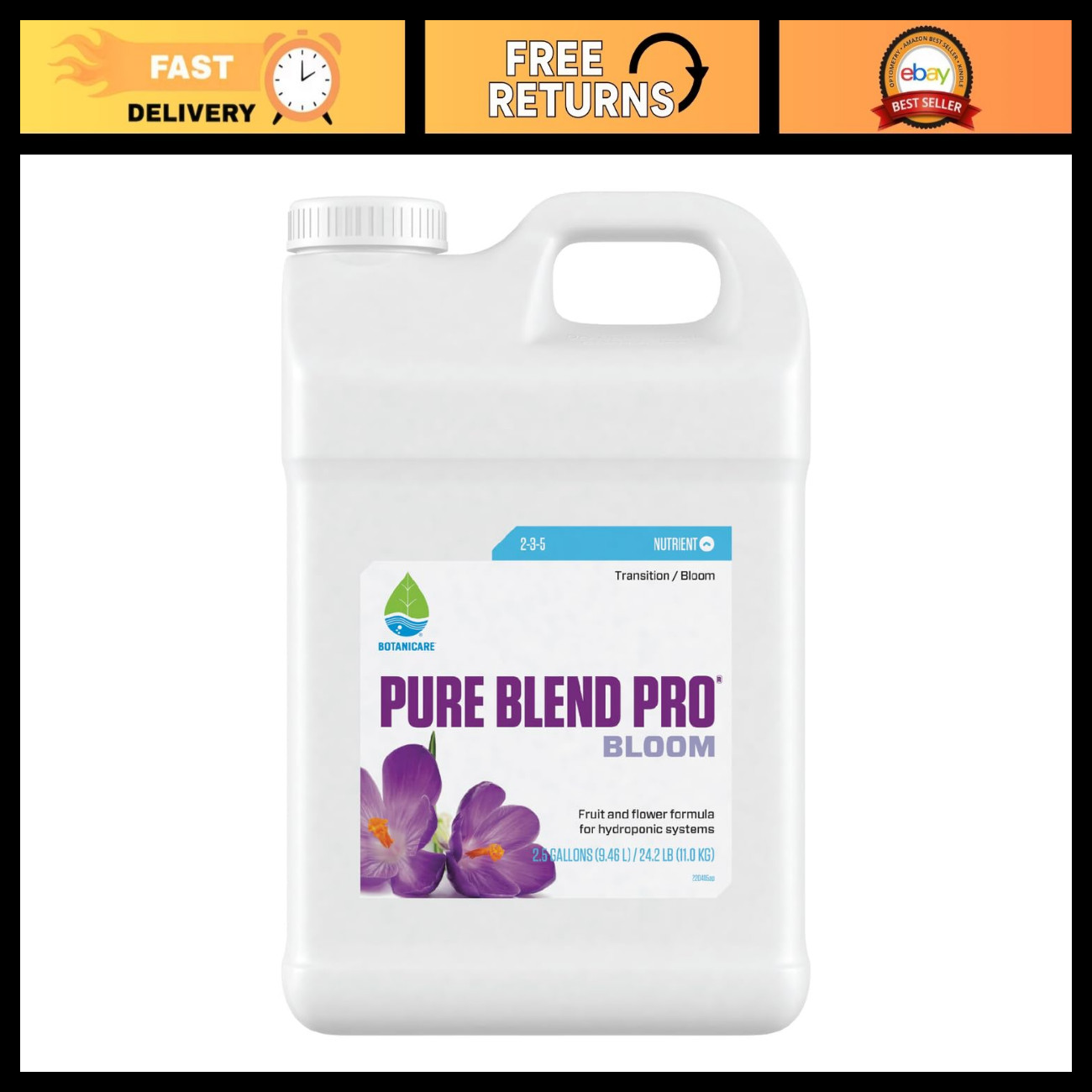 Premium Bloom Nutrient for Fruits & Flowers - 2-3-5 Formula, 2.5 Gallon