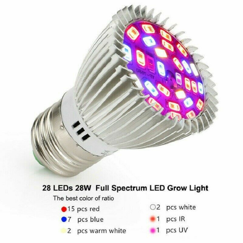 4 Pack 28W E27 LED Grow Light Full Spectrum Bulb Lamp for Indoor Garden Plant