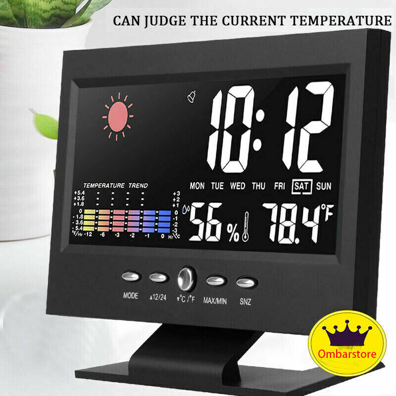 Digital Alarm Clock LCD Snooze Calendar Thermometer Hygrometer Weather Display
