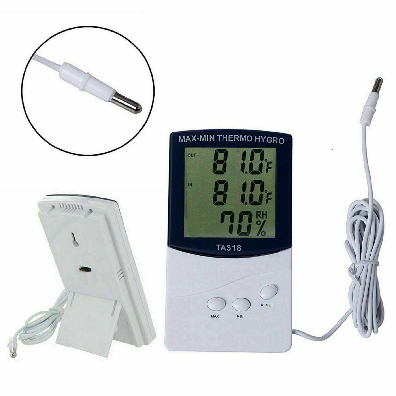 Digital Thermometer Hygrometer In/Outdoor Temperature Humidity Tester with Probe