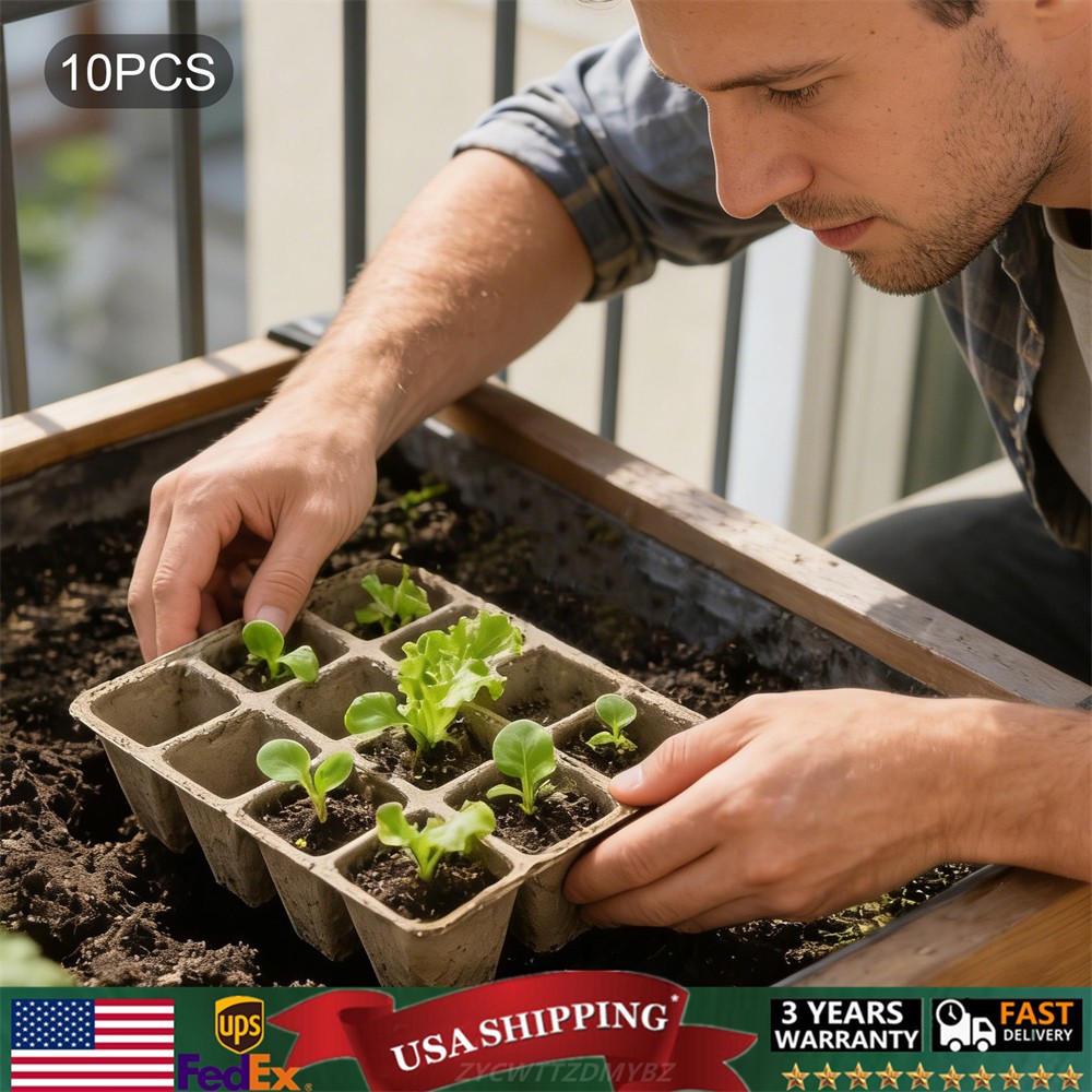 Pots Seedling Tray, 10 Pcs Biodegradable Seed Starter Pots, 12-hole Seedling Pot