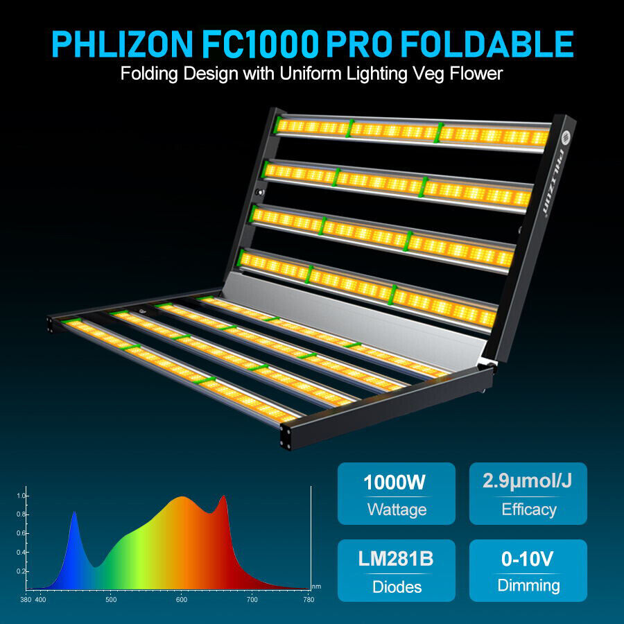 PHLIZON 1000w LED Grow Light Bar Samsung Diode Full Spectrum Indoor Growing Lamp