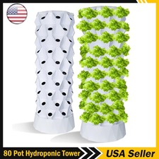 80 Pot Vertical Hydroponics Tower Systems Set Hydroponic Growing Kit Garden USA picture