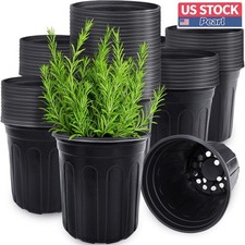 Anyumocz 60 Pcs 1 Gal Soft Plastic Nursery Pots with Holes for Seedling Black. picture