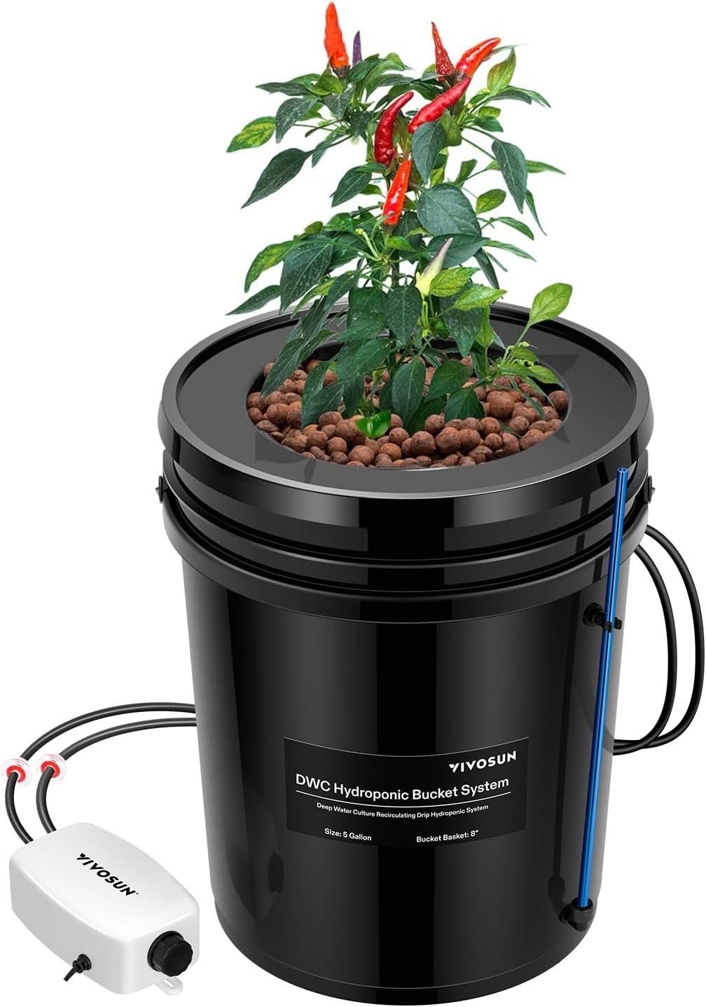 VIVOSUN DWC 5-Gallon Deep Water Culture Hydroponics Grow System 1/2/4/8 Buckets