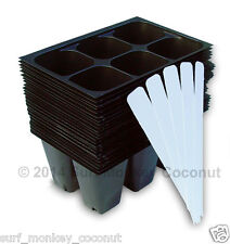 Seedling Starter Trays: 144 Cells + 5 Plant Labels Seed Germination Flats Garden picture