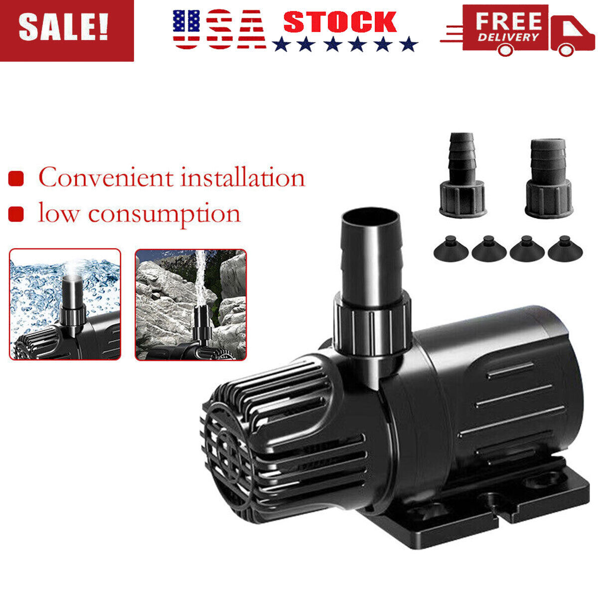DC 12V High-Pressure Brushless Submersible Water Pump for Garden Villa Fountain