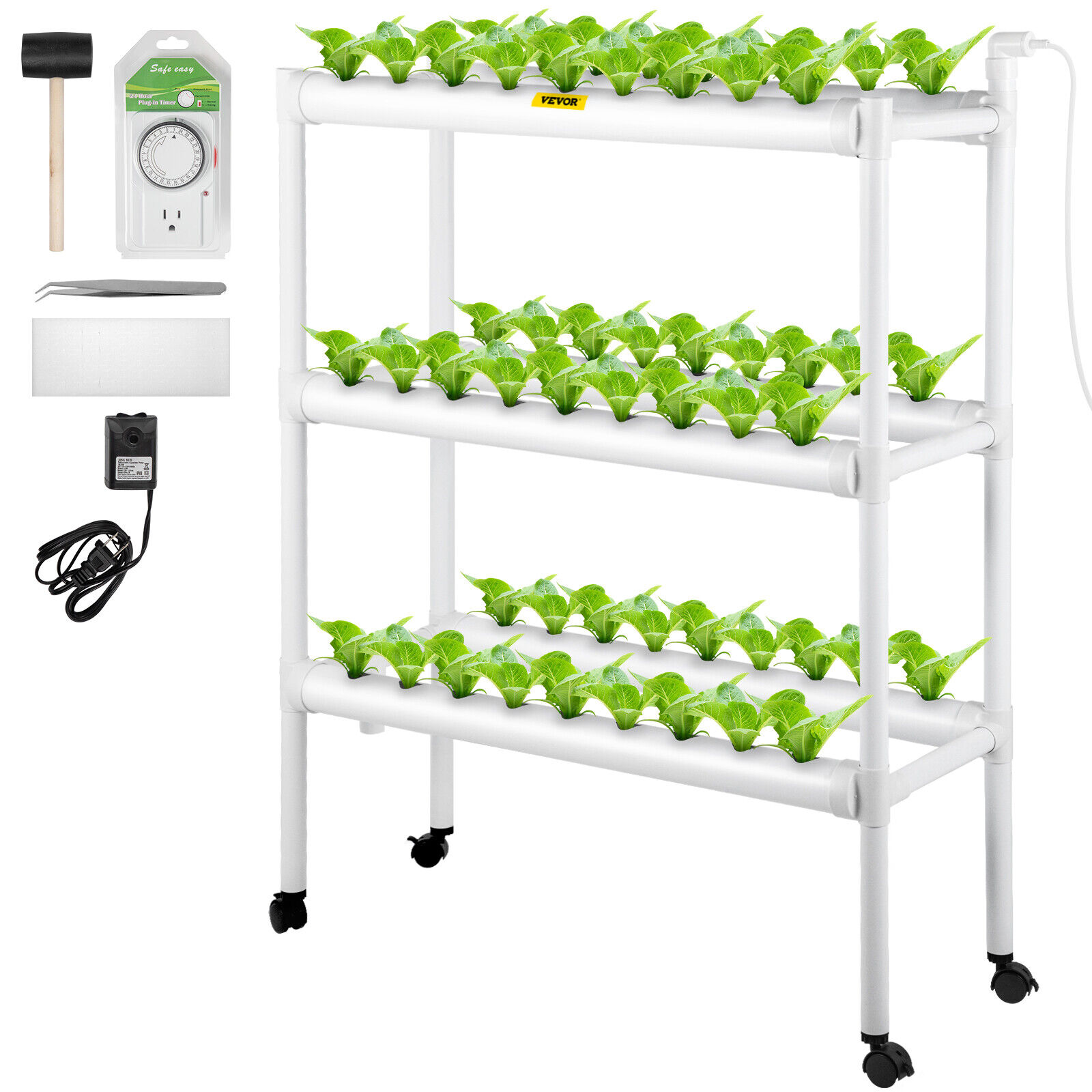 VEVOR Hydroponic Grow Kit Hydroponics System 54 Plant Sites 3 Layers 6 Pipes