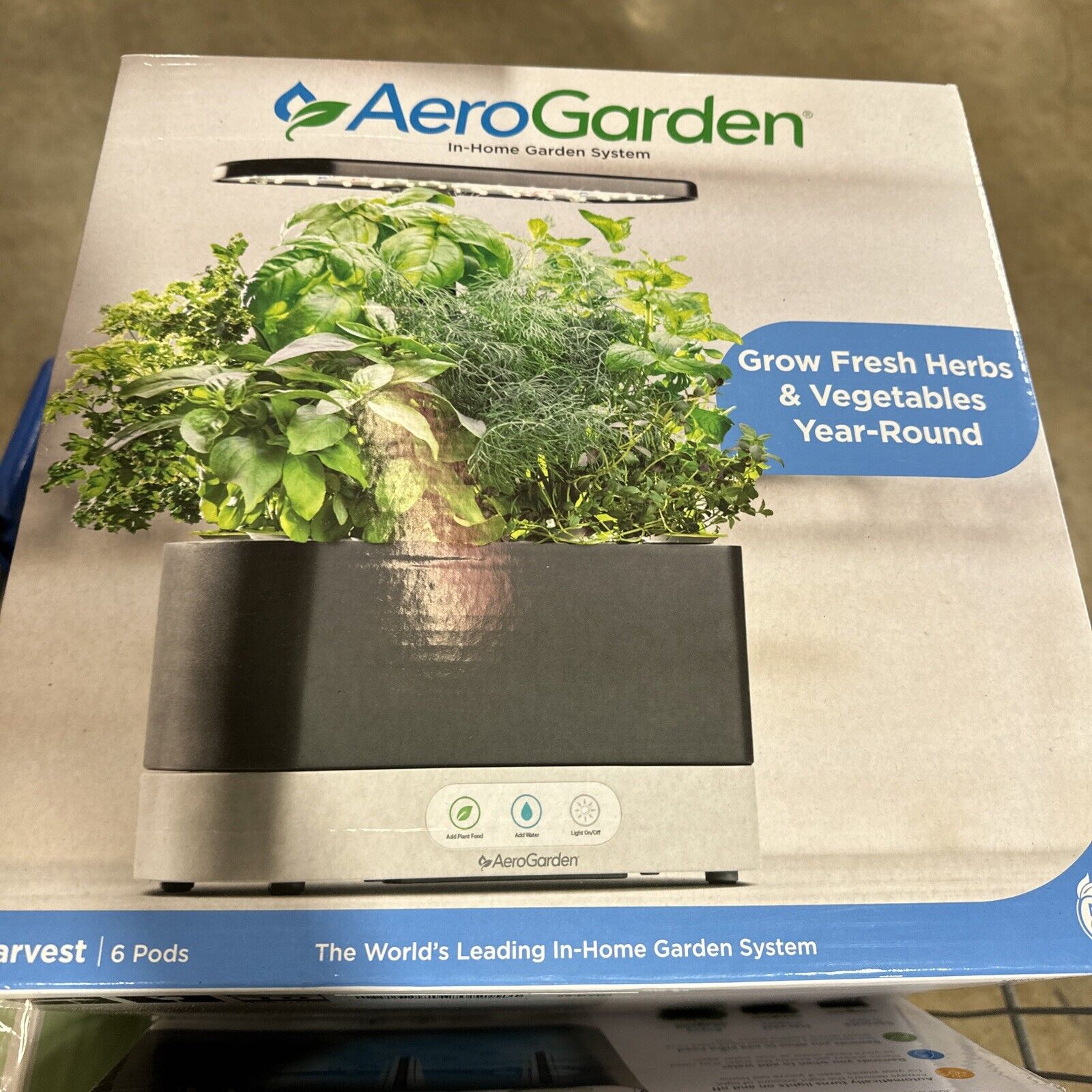 AeroGarden Harvest with Seed Starting System Indoor Garden, Black 6 Pods, New