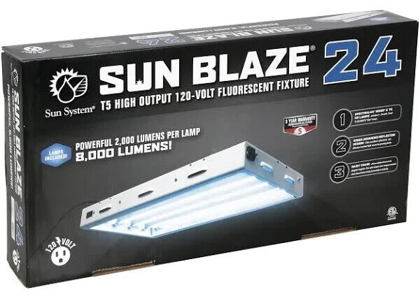 Sun Blaze 24 - 2' 4 Lamp T5 Fluorescent Strip Light  - 120 Volt (Blue)