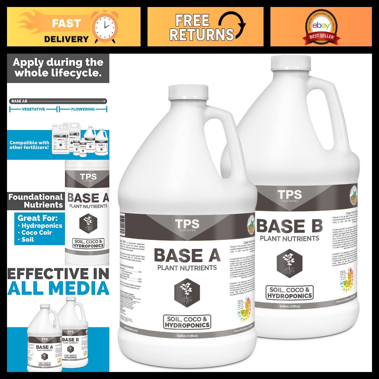 Complete Two-Part Plant Nutrient Formula A+B for Soil & Hydro - 2 Gallon Set Complete Two-Part Plant Nutrient Formula A+B for Soil & Hydro - 2 Gallon Set
