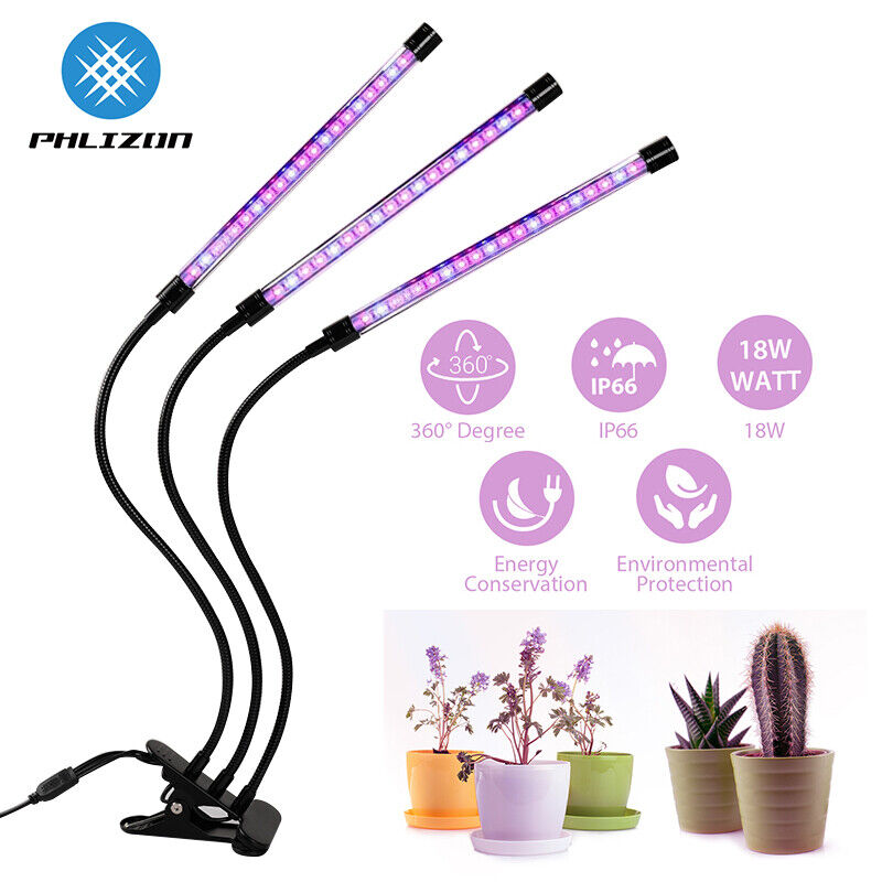 3 HEAD LED PLANT GROW LIGHT FOR INDOOR UV VEG GROWING LAMP USB FULL SPECTRUM