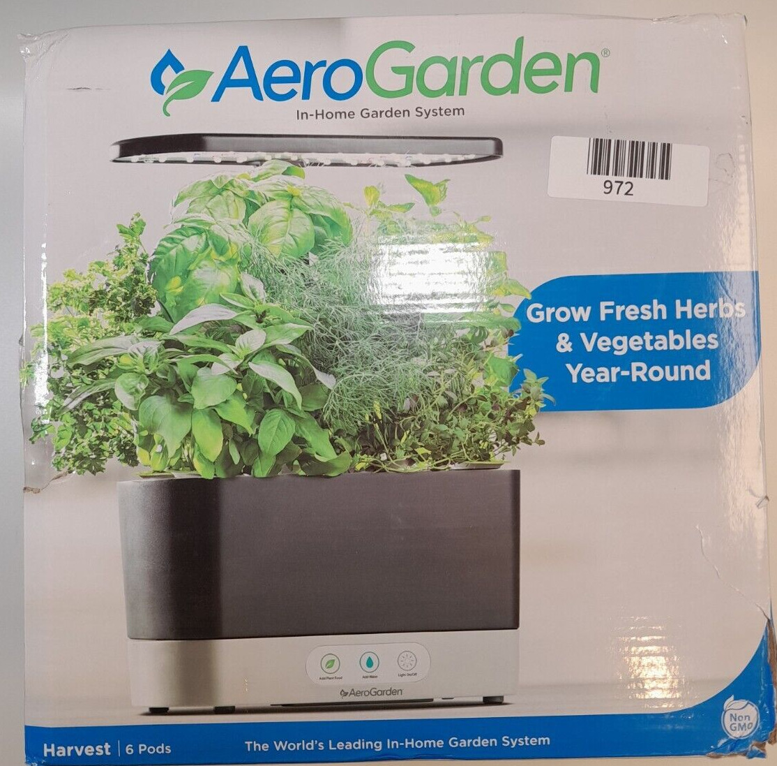 AeroGarden Harvest 6 Pods 20W LED Garden New In-Home Garden System - D972
