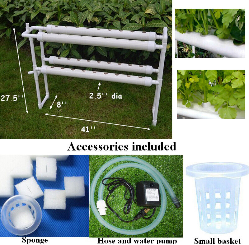 Hydroponic Site Grow Kit 36 Ebb and Flow Deep Water Culture 2.5'' Plant Pipe