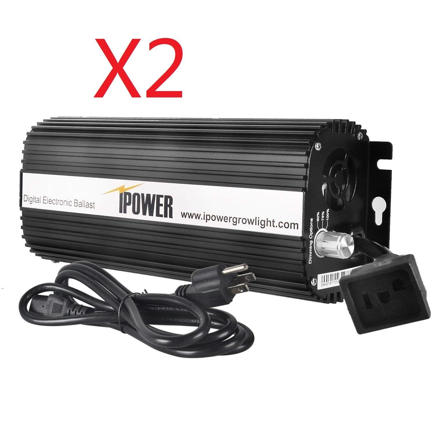 iPower 400W Digital Dimmable Electronic Ballast for HPS MH Grow Light 1/2-Pack