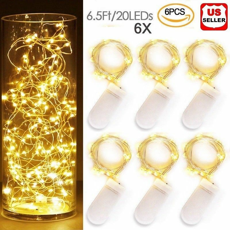 6X 6.6ft 20 LEDs Mini LED Copper Wire String Fairy Lights Battery Operated Xmas