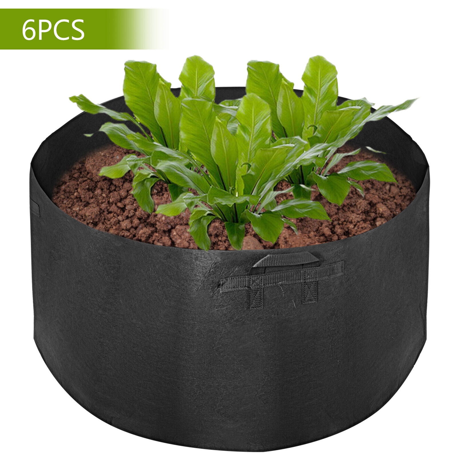 VEVOR 6-Pack Round Fabric Aeration Plant Pots Garden Grow Bags 100 Gallon Black